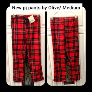 5/$25 Medium PJ pants, by Olive, red & black plaid, new in package